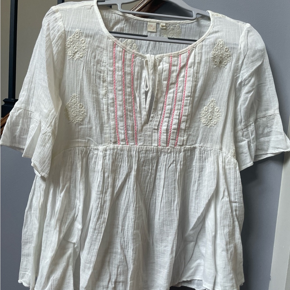 White Embroidered Women's Top
